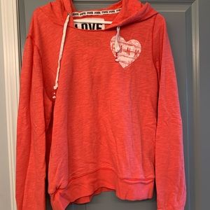 red, Victoria’s Secret PINK hoodie, size Large.